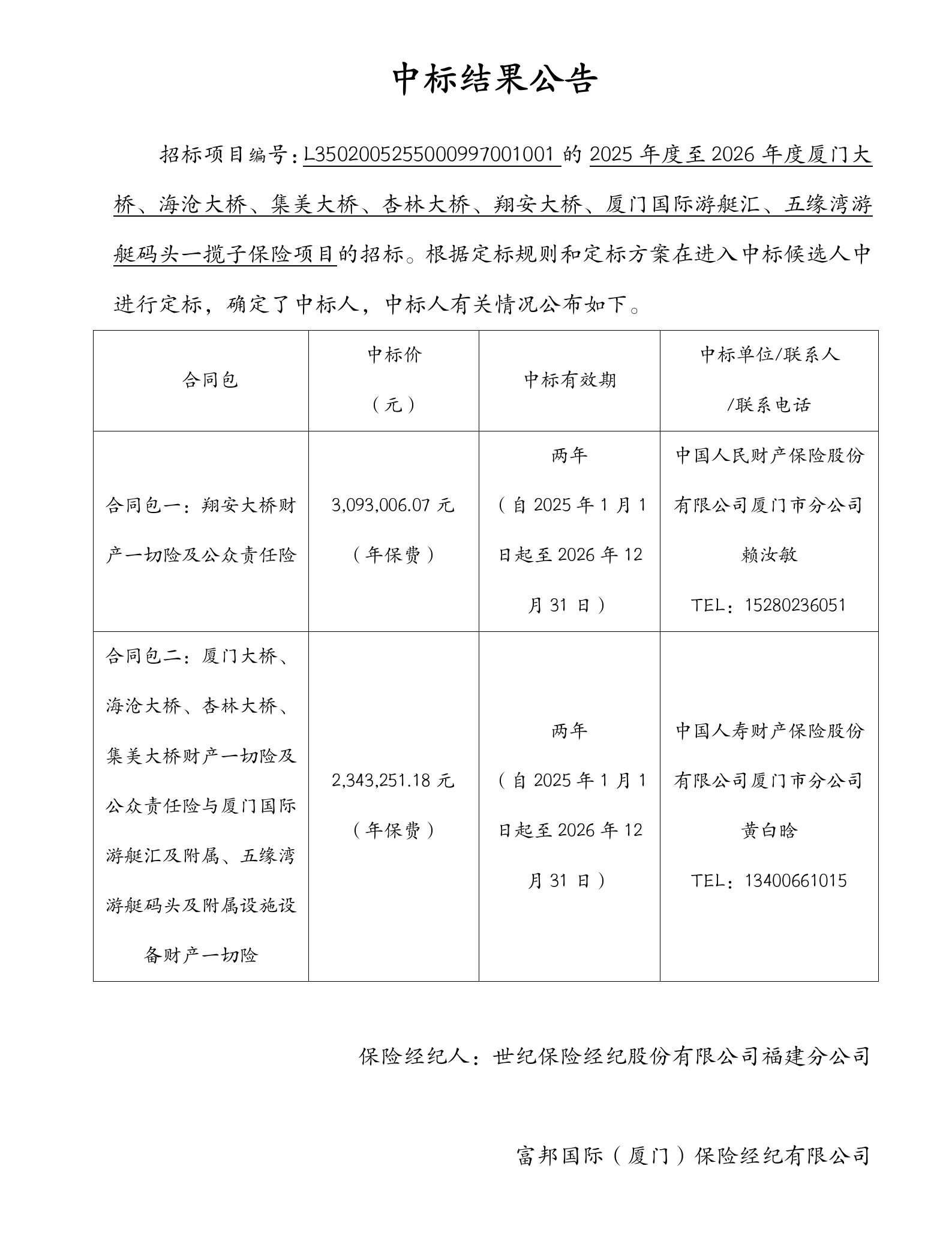 中標(biāo)結(jié)果公告-2025年度至2026年度廈門大橋、海滄大橋、集美大橋、杏林大橋、翔安大橋、廈門國際游艇匯、五緣灣游艇碼頭一攬子保險(xiǎn)項(xiàng)目_01.png
